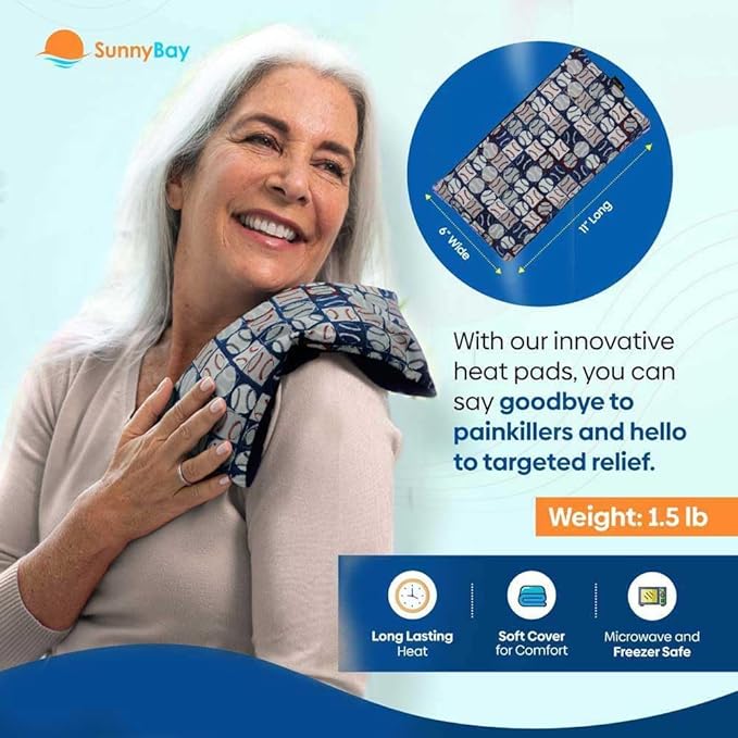 SunnyBay Small Microwave Heating Pad, Microwavable Versatile Cold/Heated Neck and Shoulder Wrap for Back Pain and More, Moist Heat Cotton-Fleece Pad, 6x11 Inches, Baseball, Pack of 5