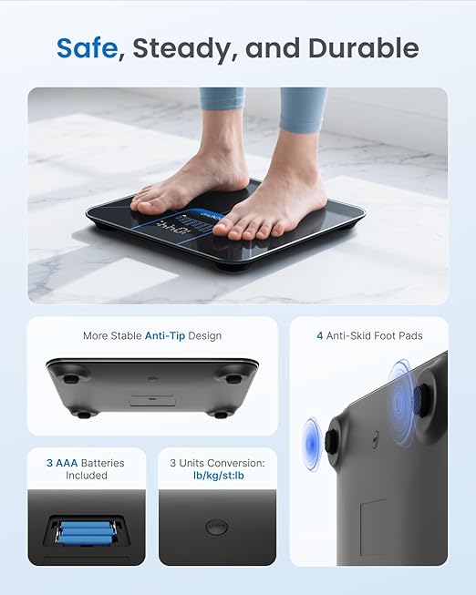RENPHO Weight Scale with 7-Day Weight Trend, Digital Bathroom Scale for Body Weight with Large LED Display, High-Accurate Weighing Scale with Sturdy and Durable Base, 11.02", 400lbs, Core 1X