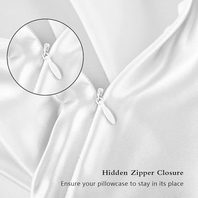 Silk Pillowcase 2 Pack, Mulberry Silk Pillow Cases Queen Size Set of 2, Anti Acne Silk Pillowcase for Hair and Skin, Natural Silk Satin Pillowcases Gifts for Women Men 2 Pack with Hidden Zipper, White