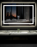 Ensenior LED Bathroom Mirror 60"x 40" with Front and Backlight, Stepless Dimmable Wall Mirrors with Anti-Fog, Shatter-Proof, Memory, 3 Colors, Modern LED Vanity Mirror- FCC