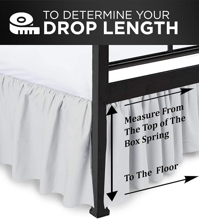 Ruffled Bed Skirt with Split Corners, Light Grey, King 16 Inch Drop Bedskirt, Hotel Quality Brushed Microfiber Wrinkle Free Dust Ruffle Bed Skirt King Size