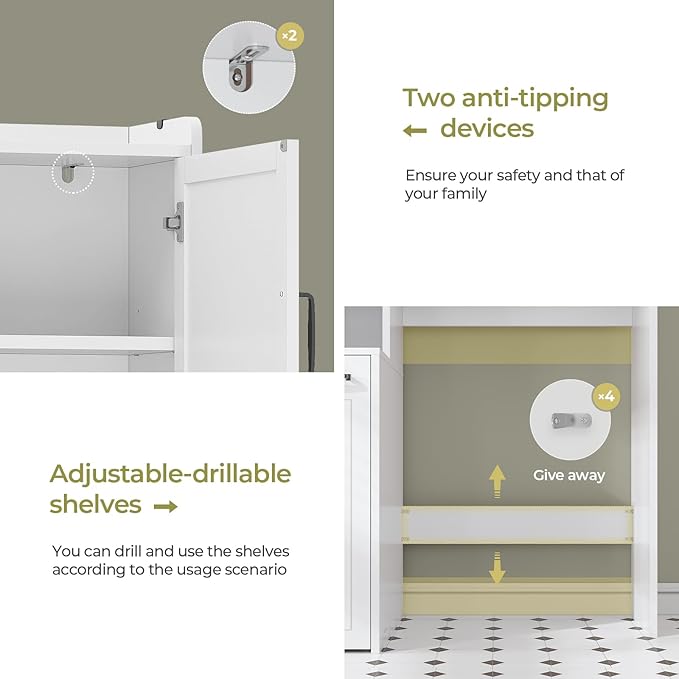 Over The Toilet Storage Cabinet with Pulley Small Bathroom Storage Cabinet, Space Saver W/Adjustable Shelf & Open Shelf for Bathroom, Restroom, Laundry (White)