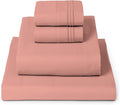 Mellanni Queen Sheets Set - 4 PC Iconic Collection Bedding - Hotel Luxury, Extra Soft, Cooling Bed Sheets - Wrinkle, Fade, Stain Resistant (Queen, Coral)