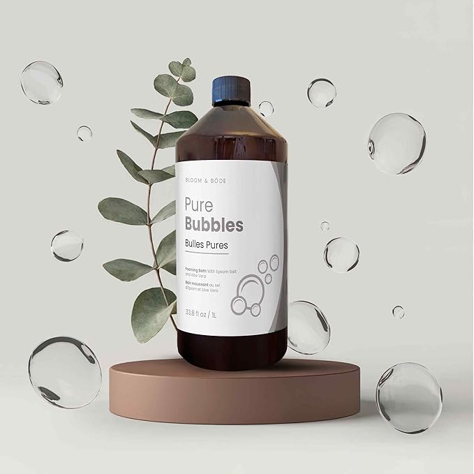 Luxury Unscented Foaming Bath - Natural Fragrance-Free Bubble Bath with Aloe Vera and Epsom Salt - Pure Bubbles Scent (Unscented), 33.8 fl oz / 1L