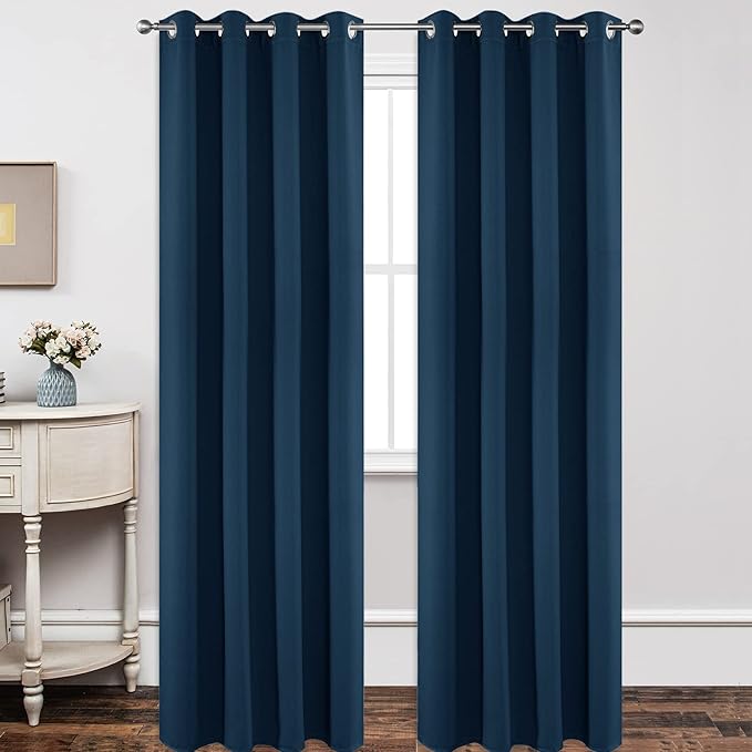 Joydeco Blackout Curtains 120 Inch Length 2 Panels Set, Thermal Insulated Long Curtains& Drapes 2 Burg, Christmas Drapes for Living Room Bedroom Window