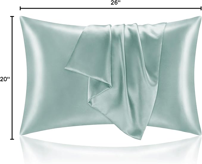 BEDELITE Satin Pillowcase for Hair and Skin, Super Soft and Cooling Similar to Silk Pillow Cases 2 Pack with Envelope Closure, Gift for Women Men(20"x26" Standard Size, Haze Blue)