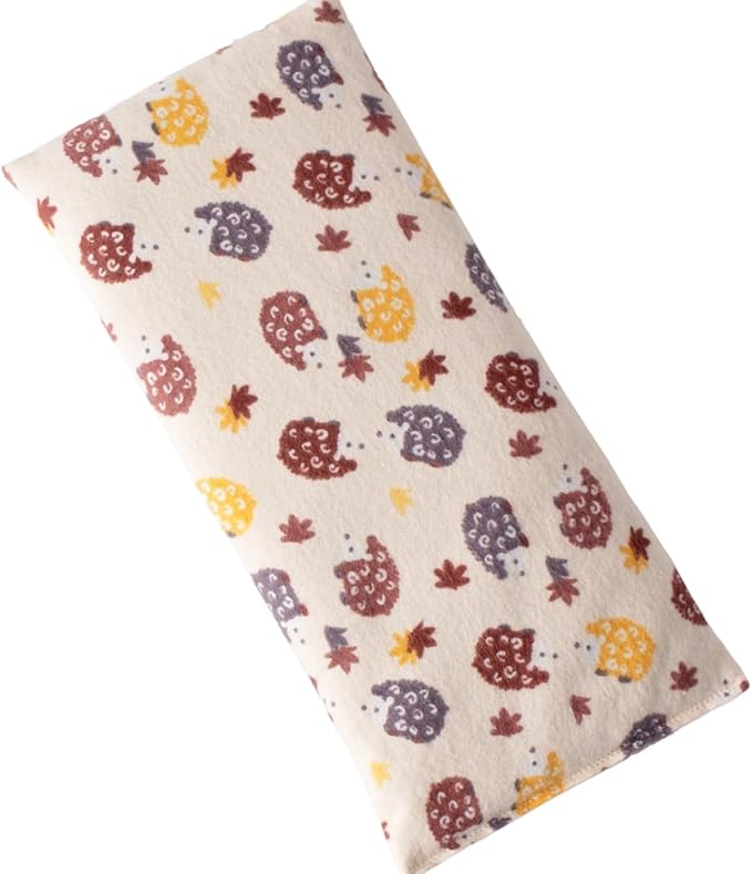 Microwave Heating Pad Filled with Flax Seed and Choice of Dried Herbs, Herbal Cold Pack, Good Size for Back Pain and Cramps, Hot and Cold Therapy, 6" x 12" (Yellow Hedgehog, Peppermint & Chamomile)