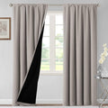 H.VERSAILTEX 100% Blackout Curtains for Bedroom Thermal Insulated Blackout Curtains 84 Inches Long Rod Pocket Window Drapes for Living Room with Black Liner 2 Panels Set, Warm Taupe