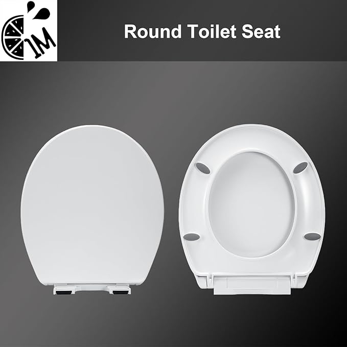 1M Family Toilet Seat, Patented Slow Close & Quick Releasing Technology, Anti-Wiggling, Easy to Install and Clean, Standard Round with Adult Seat Only (2 Pieces)