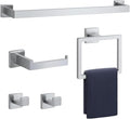 Bathroom Accessory Towel Bar Set: 5 Pieces Brushed Nickel Square Bathroom Hardware SUS304 Stainless Steel - 24 Inch Wall Mounted Towel Rack&Toilet Paper Holder&Towel Ring and Towel Hook