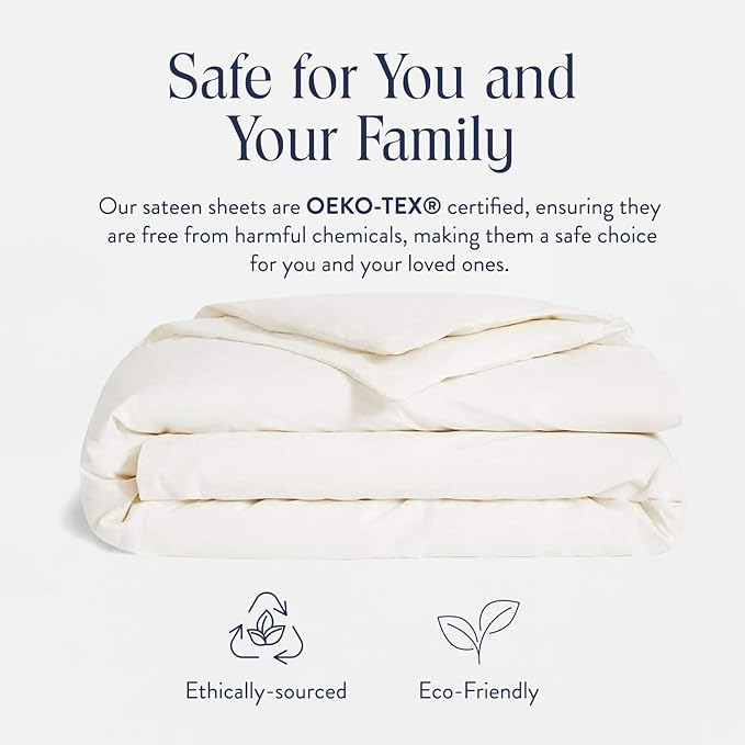 Brooklinen Luxury Sateen Duvet Cover - 100% Cotton, Full/Queen Size in Cream with Extra-Long Corner Ties and Button Closure - Best Full/Queen Duvet Covers