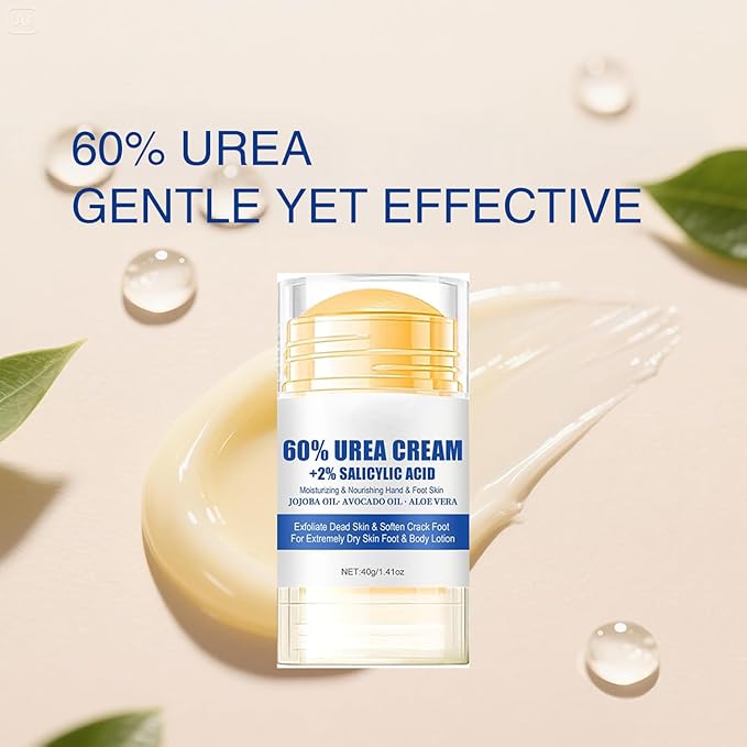 60% Urea Foot Cream Care Stick for Feet Plus 2% Salicylic Acid, 2026 New Urea Heel Stick Cream 60 Percent Foot Callus Remover Cream for Feet Maximum Strength, for Dry Cracked Heels, Hands, Knees