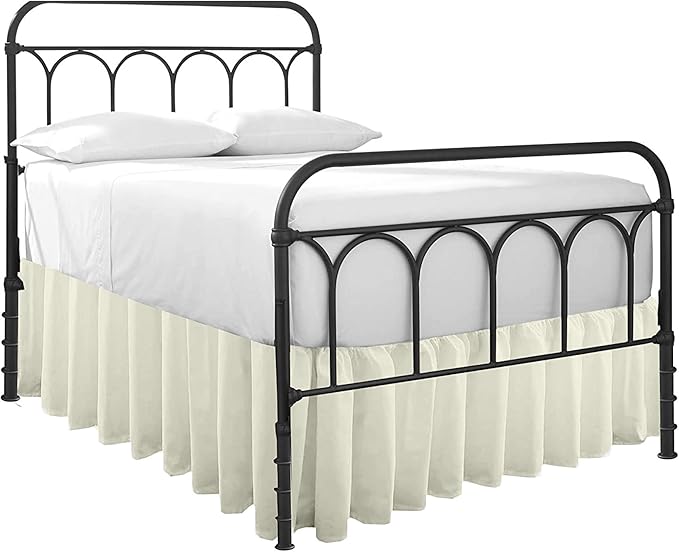 Cottingon Ruffled Bed Skirt with Split Corners-Dust Ruffle - 18" Drop 100% Microfiber Soft,Sheen & Luxurious Look - Bed Skirts (Ivory -King)