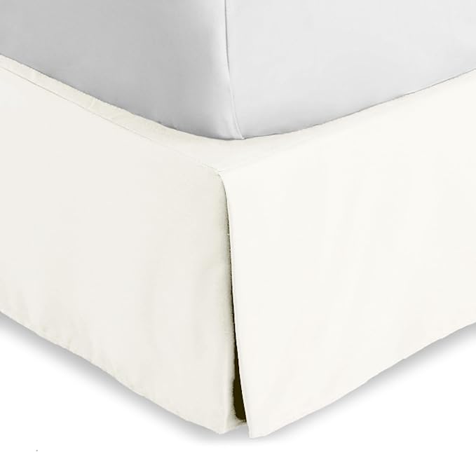Bare Home Queen Bed Skirt - 15-Inch Tailored Drop Easy Fit - Bed Skirt for Beds - Center & Corner Pleats (Queen, Cream)