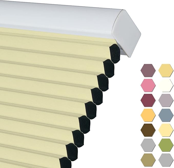 Persilux 100% Blackout Cordless Cellular Shades & Blinds Honeycomb Blinds Bottom up Thermal Insulated Window Shades for Home, Windows and Kitchen, Cream, 50" W x 38" H