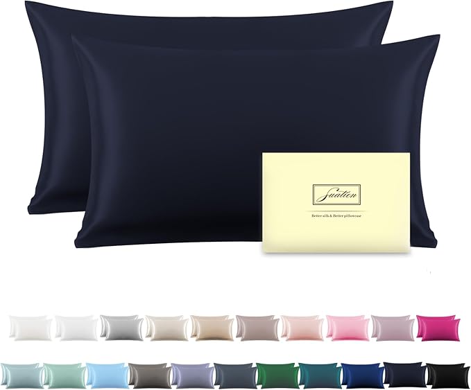 Silk Pillowcase for Hair and Skin,Soft,Breathable and Sliky 100% Queen Silk Pillow Case Set of 2,Both Sides Natural Mulberry Silk Pillowcases with Hidden Zipper(Queen Size 20"X 30",2pcs)