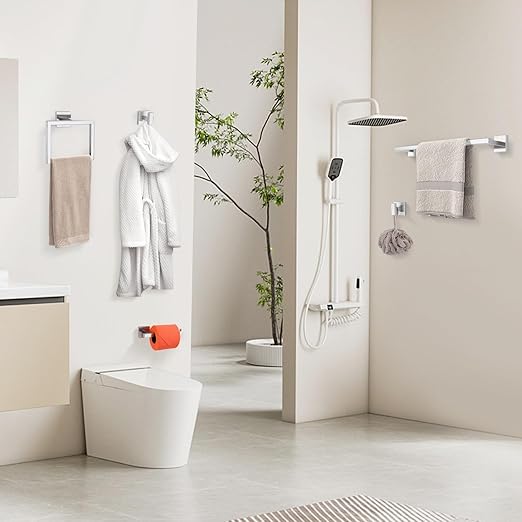 YACVCL Towel Bar Set, 5 Pieces Bathroom Hardware Set Brushed Nickel Bathroom Accessories, SUS304 Stainless Steel Towel Racks Holder Set Wall Mounted 23.6 Inch