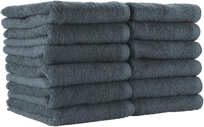 Arkwright Bleach Proof Salon Towels - Pack of 12 - Highly Absorbent, 100% Cotton, Quick Dry Spa Face Towel for Hair Stylist, Barber, Pedicure, and Esthetician, 16 x 27 in, Charcoal