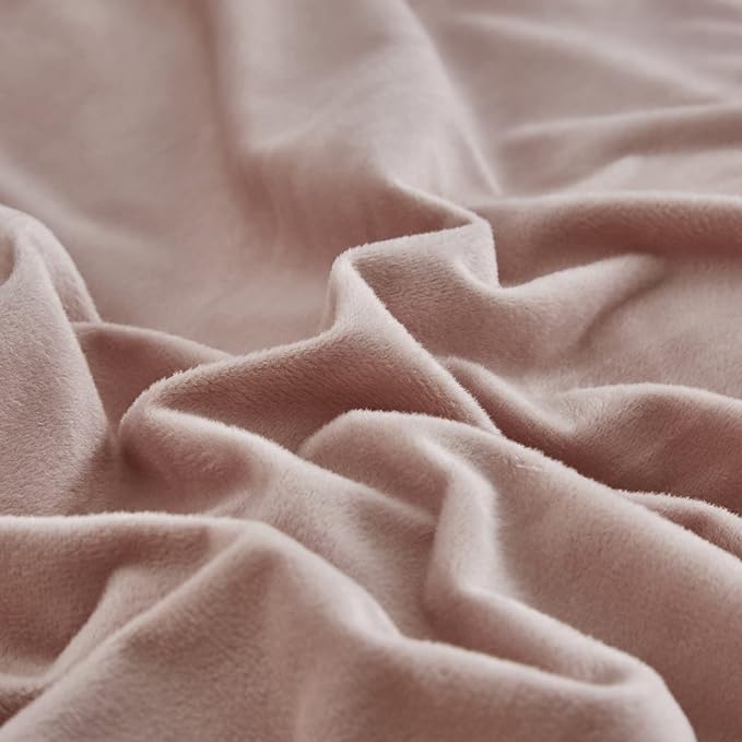 Cottonight Pink Velvet Comforter Set Full - Blush Flannel Bedding, Plain Dusty Winter Blanket Quilt, Modern Heavyweight Warm 3 Piece for Full Bed