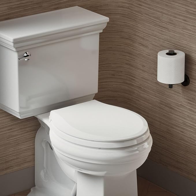 KOHLER K-35585 Cachet Recycled Plastic, Readylatch, Quiet-Close, Soft Close Round Toilet Seat