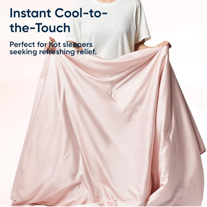 Vesta Washable Silk Lightweight Comforter, Cooling Blanket for Hot Sleepers, 100% Long Staple Mulberry Silk, Moisture & Thermal Control for Summer Use (Heavenly Pink, Full/Queen 90'' X 90'')