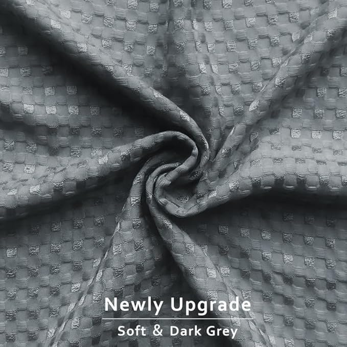 MIYE Pleated Waffle Weave Bed Skirt, Tailored Dust Ruffle 14 Inch Drop Easy Fit, Machine Washable (Dark Grey,Cal King - 14" Drop)