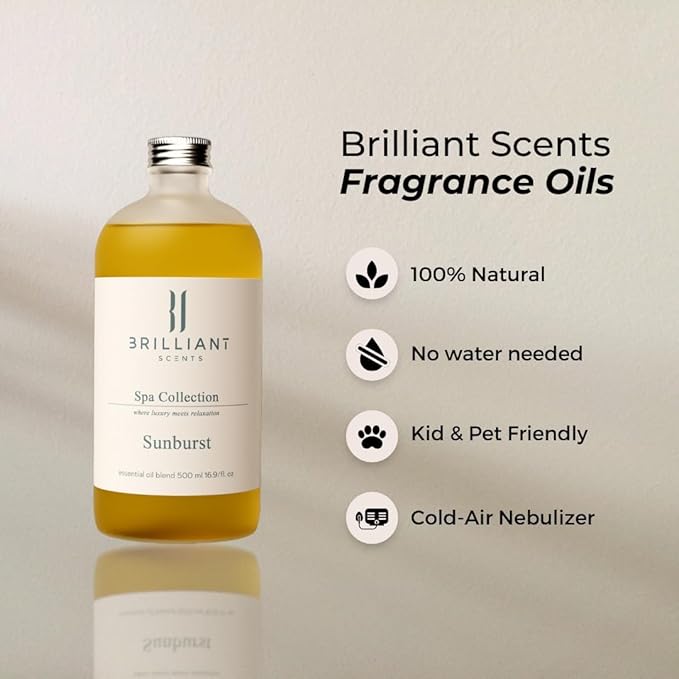 Brilliant Scents Atlantis Escape Fragrance Oil 500ml - Premium Diffuser Oil for Home, Office, Hotels - Long Lasting, Plant-Based, Meets IFRA Standards, USA-Made - Neroli, Orange Blossom, Vanilla