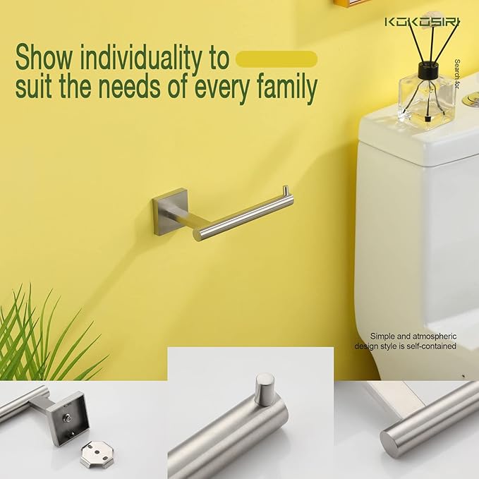 KOKOSIRI Toilet Paper Holder Tissue Paper Dispenser for Bathroom Toilet Roll Holder Brushed Nickel Stainless Steel, 2 Pack, B2005BR-2P