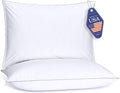 FluffCo Down Alternative Pillows Standard/Queen Size Set of 2 - Queen Bed Pillows for Sleeping - Made in USA - Cooling Surface and Machine Washable for Side, Back, and Stomach Sleepers - Gift for Home