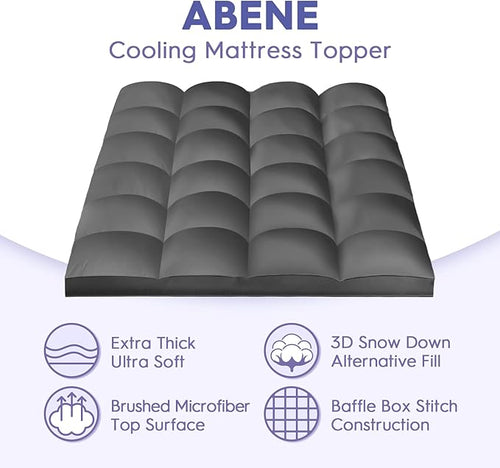 ABENE Mattress Topper for Back Pain Relief, Extra Thick Mattress Pad Pillowtop, Soft Mattress Protector Cover with 8"-21" Deep Pocket, Overfilled Down Alternative Filling (Gray, Short Queen)
