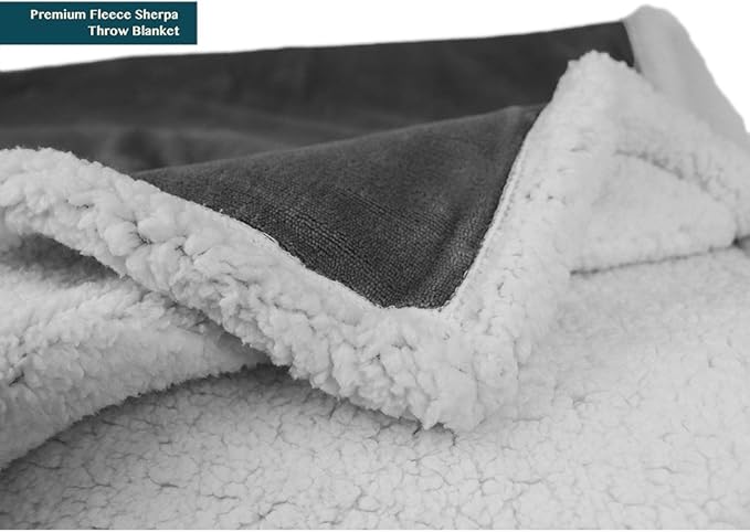 Pavilia Sherpa Fleece Blanket for Bed, Queen Size, Dark Grey, Plush Soft Fuzzy, Cozy Reversible Winter Blanket for Women & Men, 90x90 Inches