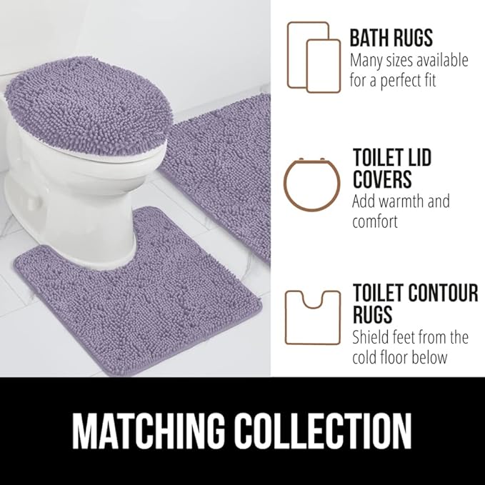 GORILLA GRIP Bath Rug Mat 60x24 Thick Soft Absorbent Chenille, Quick Dry Microfiber Mats, Rubber Backing Washable Shower Floor Rugs, Bathmat Runner Bathroom Home Decor Accessories Light Purple