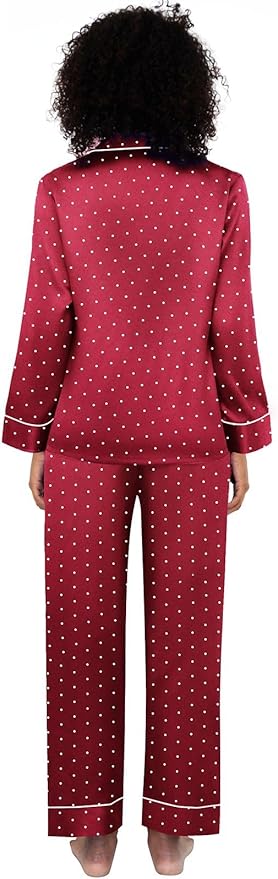 Lonxu Silk Satin Womens Pajama Sets Button Down Sleepwear Loungewear XS~3XL