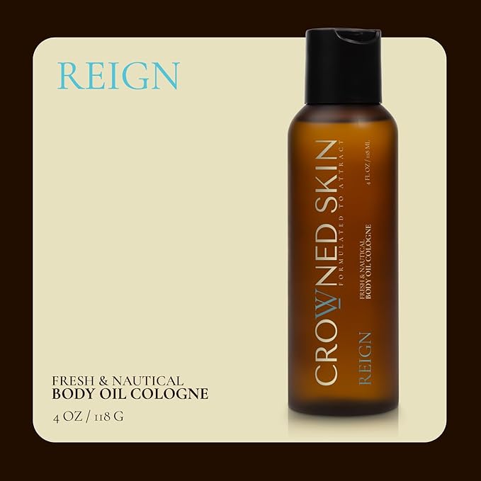 Crowned Skin Reign Body Butter Cologne and Body Oil Cologne Bundle | Moisturizing Skin Care Set with Fresh & Nautical Pink Pepper & Bergamot Scent | Natural Shea & Mango Butters | All-Day Fragrance