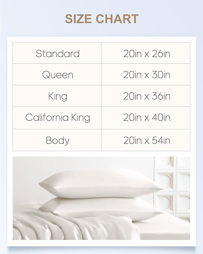 THXSILK Set of 2 Silk Pillowcase for Hair and Skin, 100% Mulberry Silk Bed Pillowcase 22 Momme, Hypoallergenic Soft Breathable Silk Pillow Case with Hidden Zipper, Body Size 20"x54", White