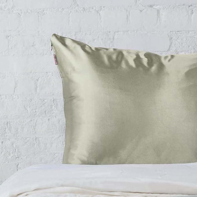 Kitsch Satin Pillowcase with Zipper for Hair & Skin, Softer Than Silk Pillow Cases Queen, Wrinkle-Free, Smooth and Cooling Satin Pillow Covers, Standard Size 19"x26" - Sage