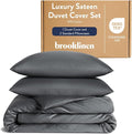 Brooklinen Luxury Sateen Duvet Cover Set - 100% Cotton, Full/Queen Size in Slate Grey - Includes 1 Duvet Cover and 2 Standard Pillowcases - Best Full/Queen Duvet Covers
