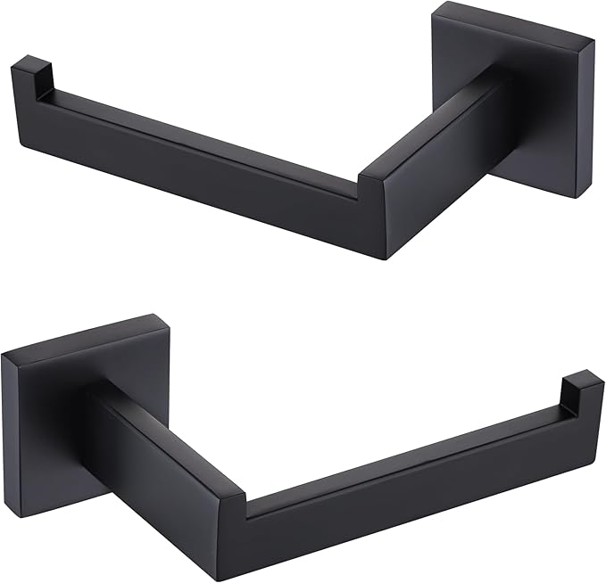 LANC Black Toilet Paper Holder, Bathroom Toilet Paper Roll Holder Wall Mounted Modern Matte Black TP Holder for Bathroom Kitchen Washroom Stainless Steel Left and Right 2 Pack, A8807MB-LRP2
