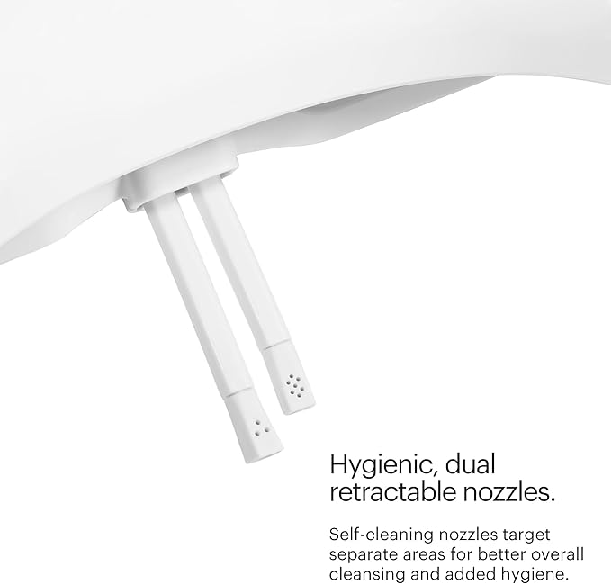 Brondell Bidet Toilet Seat, Non-Electric Swash Ecoseat, Fits Elongated Toilets, White - Dual Temperature, Dual Nozzle System - Bidet with Easy Installation