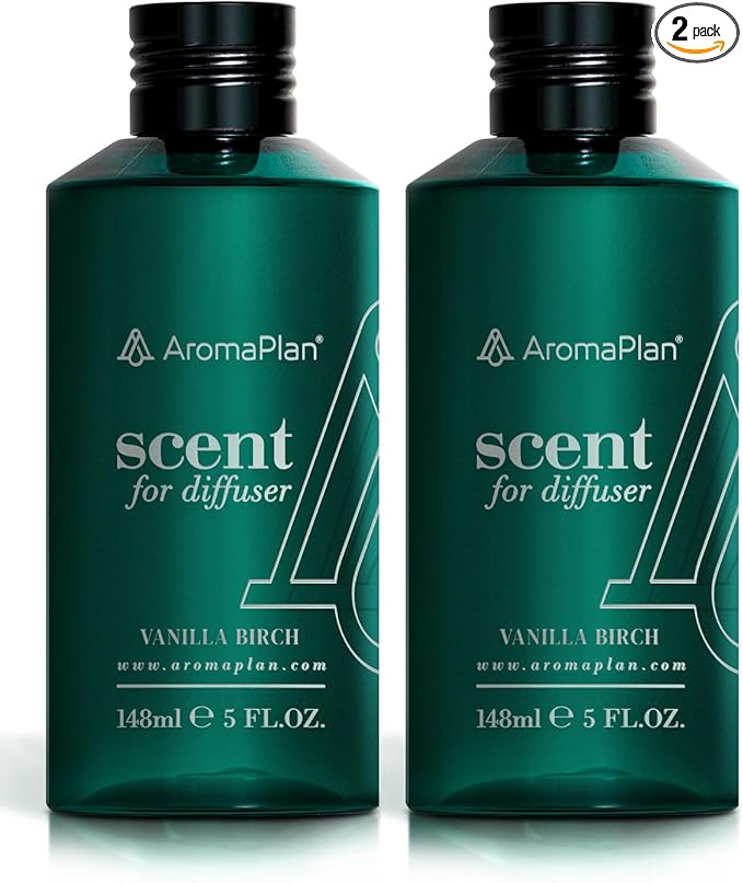 AromaPlan Hotel Scents Vanilla Birch 5 Fl Oz (2 Pack), Luxury Aroma & Hotel Fragrance Diffuser Oil- Hotel Diffuser Oil for Aromatherapy- USA Made, Bigger Bottle, Bolder Aroma & Longer Lasting