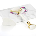 Jade Roller & Gua Sha Set - Facial Skin Care Set, Facial Beauty Tools, Natural Beauty Skin Care Tools, Face Roller Massager for Face, Neck, and Eye Treatment，Gua Sha Facial Massager (White)