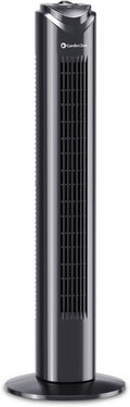 Comfort Zone Tower Fan for Bedroom, 32 inch, 3 Speeds, 90 Oscillation, Bladeless Indoor Fan, Built in Carry Handle, Portable Stand Fan, Black