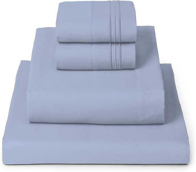 Mellanni Full Sheets Set - 4 PC Iconic Collection Bedding - Hotel Luxury, Extra Soft, Cooling Bed Sheets - Wrinkle, Fade, Stain Resistant (Full, Sky Blue)