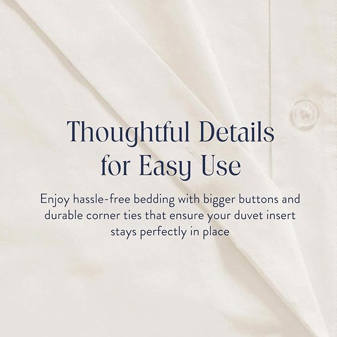 Brooklinen Luxury Sateen Duvet Cover - 100% Cotton, Full/Queen Size in Cream with Extra-Long Corner Ties and Button Closure - Best Full/Queen Duvet Covers