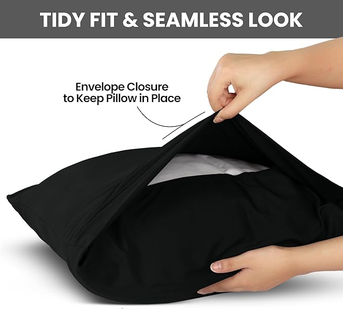 Pillow Covers by Utopia Bedding - Standard Size 2-Pack – Soft Brushed Microfiber – Perfect for Hospitals, Hotels, Guest Rooms – Oeko-TEX Certified, 20x26 Inches (Black)