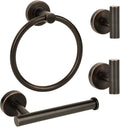 4 Piece Oil Rubbed Bronze Stainless Steel Bathroom Hardware Set Include Hand Towel Ring, Toilet Paper Holder,and 2 Robe Towel Hooks,Bathroom Accessories Set Oil Rubbed Bronze