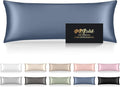 Silk Body Pillow Cases, Mulberry Silk Body Pillow Cover with Zipper, Smooth, Anti Acne, Cooling Sleep Both Sides Natural Silk Satin 20x54 Body Pillowcase, Gifts for Women Men, Ash Blue