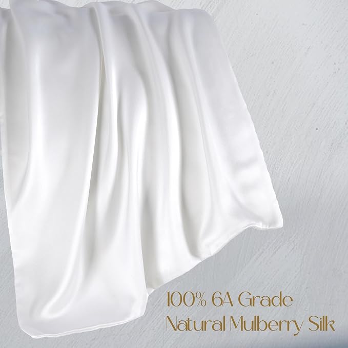 ZIMASILK 100% Pure Mulberry Silk Pillowcase for Hair and Skin Health,Soft and Smooth,Both Sides Premium Grade 6A Silk,600 Thread Count,with Hidden Zipper,1pc(Throw 18''x18'',White)
