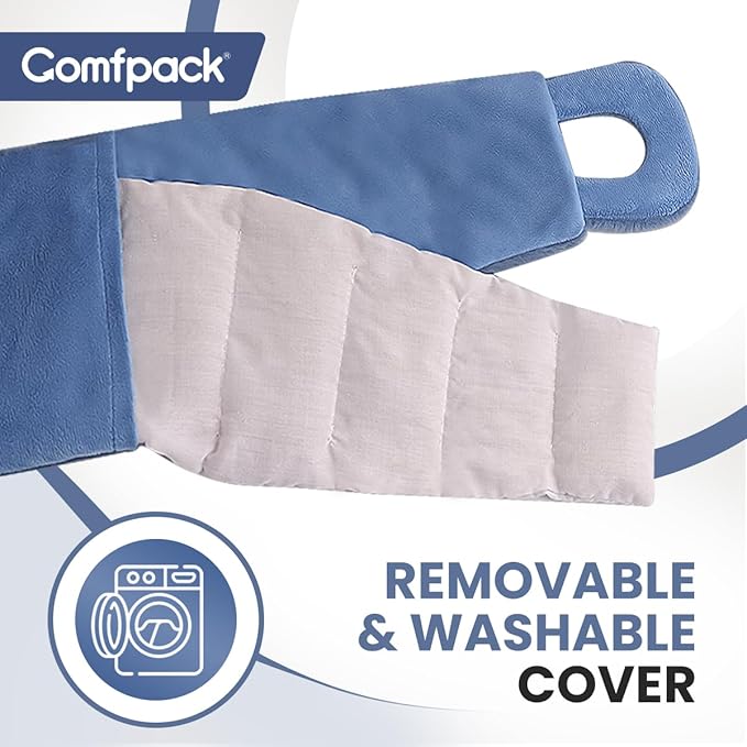 Long Wide Microwave Heating Pad for Neck Shoulders with Moist Heat, Removable & Washable Neck Warmer for Pain Relief, Weighted Microwavable Heated Wrap, Gift for Women, Men