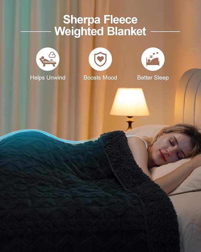 Super Fuzzy Soft Sherpa Fleece Weighted Blanket, 20 lbs Dual Sided Fluffy Heavy Weighted Blankets for Adults - No Bunching with Double Layers of Soft Inner Lining (60"x 80", 20 Pounds)